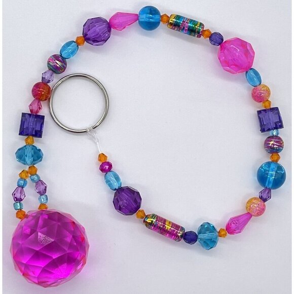 Beaded Suncatcher Pink Blue Purple Orange Crystal Prism Hanging Patio Decor - Picture 2 of 9